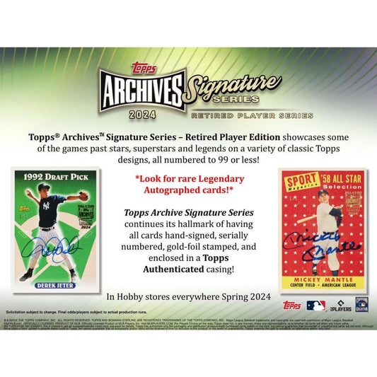 2024 Topps Archives Signature Series Retired Baseball Hobby Box